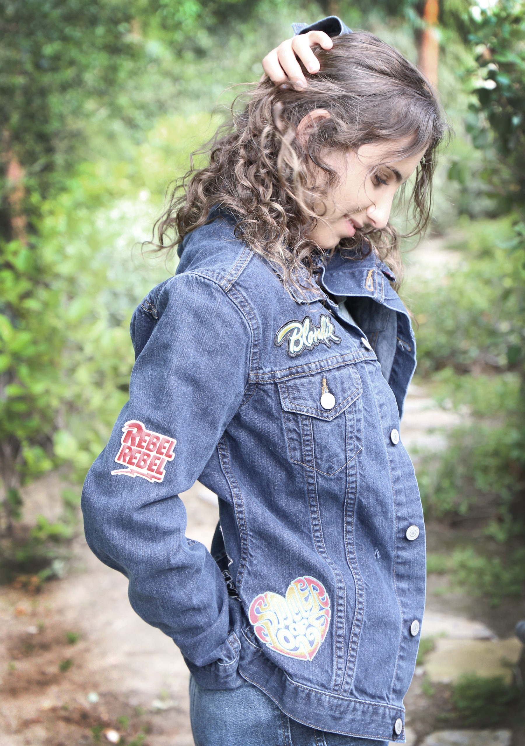 denim jacket with rock patches